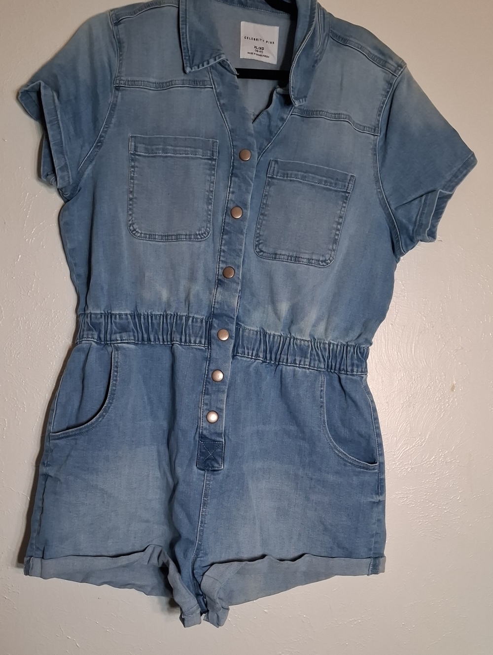 Celebrity Pink Light Blue Denim Romper